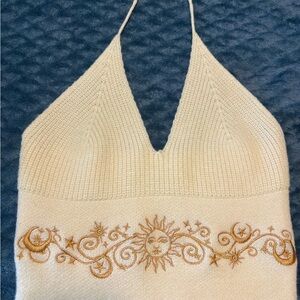 SHEFIT Cream and Gold Crop Top